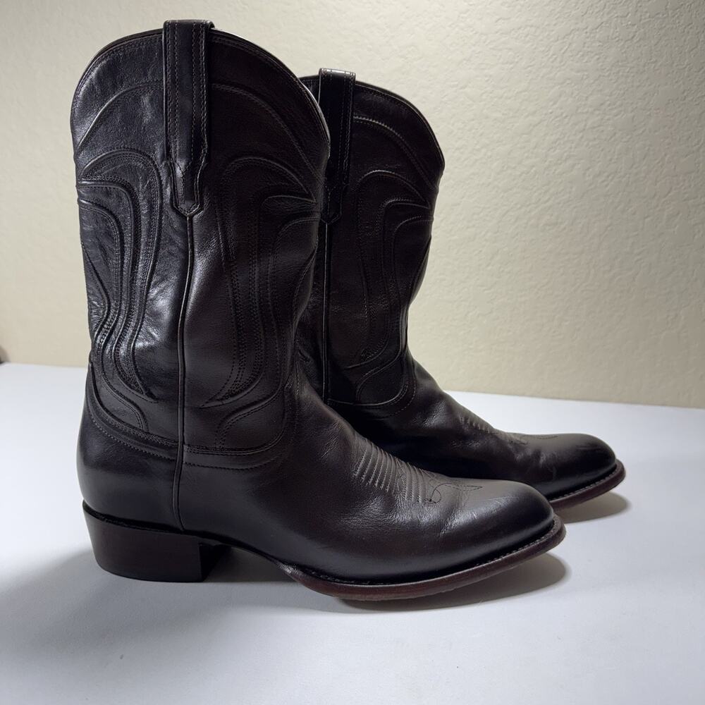 Tecovas The Cartwright Men’s Cowboy Boot Dark Brown Leather Size 12D Western EUC